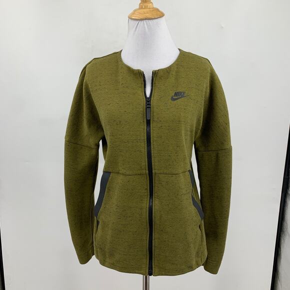 Nike Jacket Womens S Small Moss Black Tech Fleece Dropped Shoulders Full Zip - Picture 2 of 13